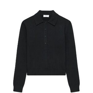Aritzia Black Collared Long Sleeve Cashmere Sweater